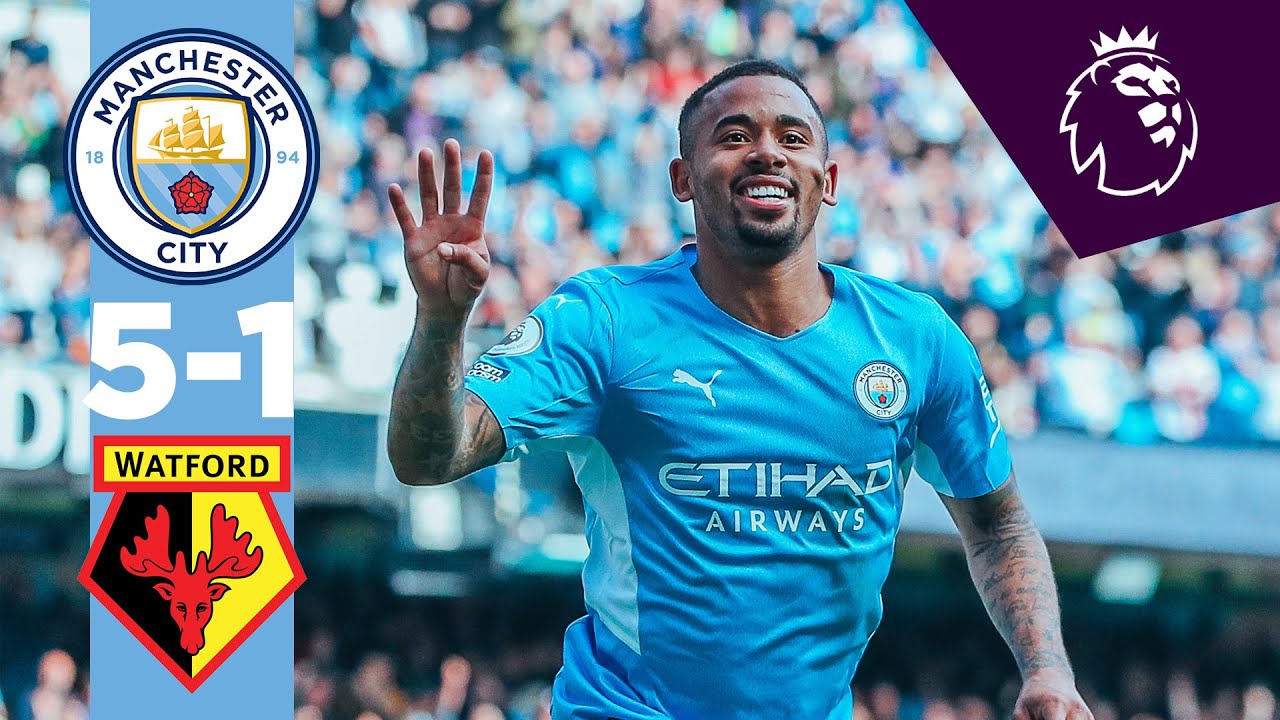 HIGHLIGHTS | Man City 5-1 Watford | JESUS - FOUR GOALS & AN ASSIST & Rodri goal! background
