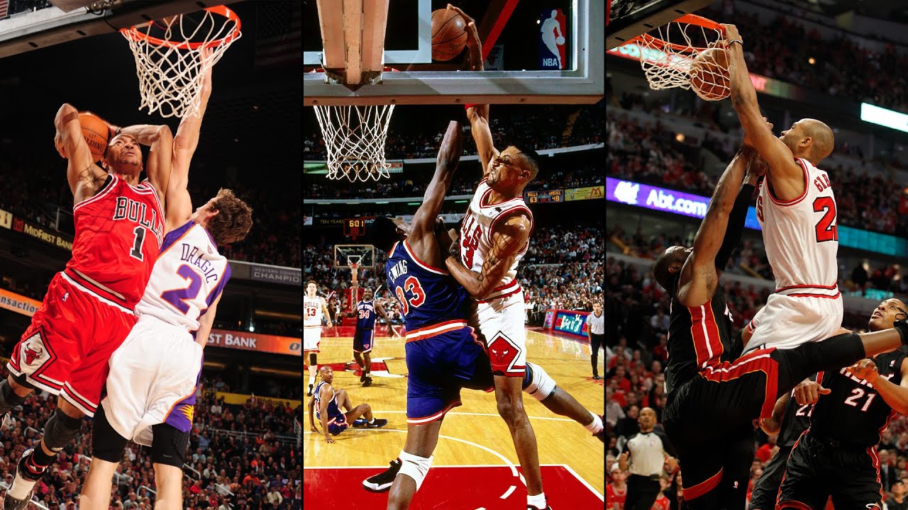 Top 🔟 Dunks in Bulls History | Michael Jordan, Scottie Pippen, Derrick Rose | Chicago Bulls background
