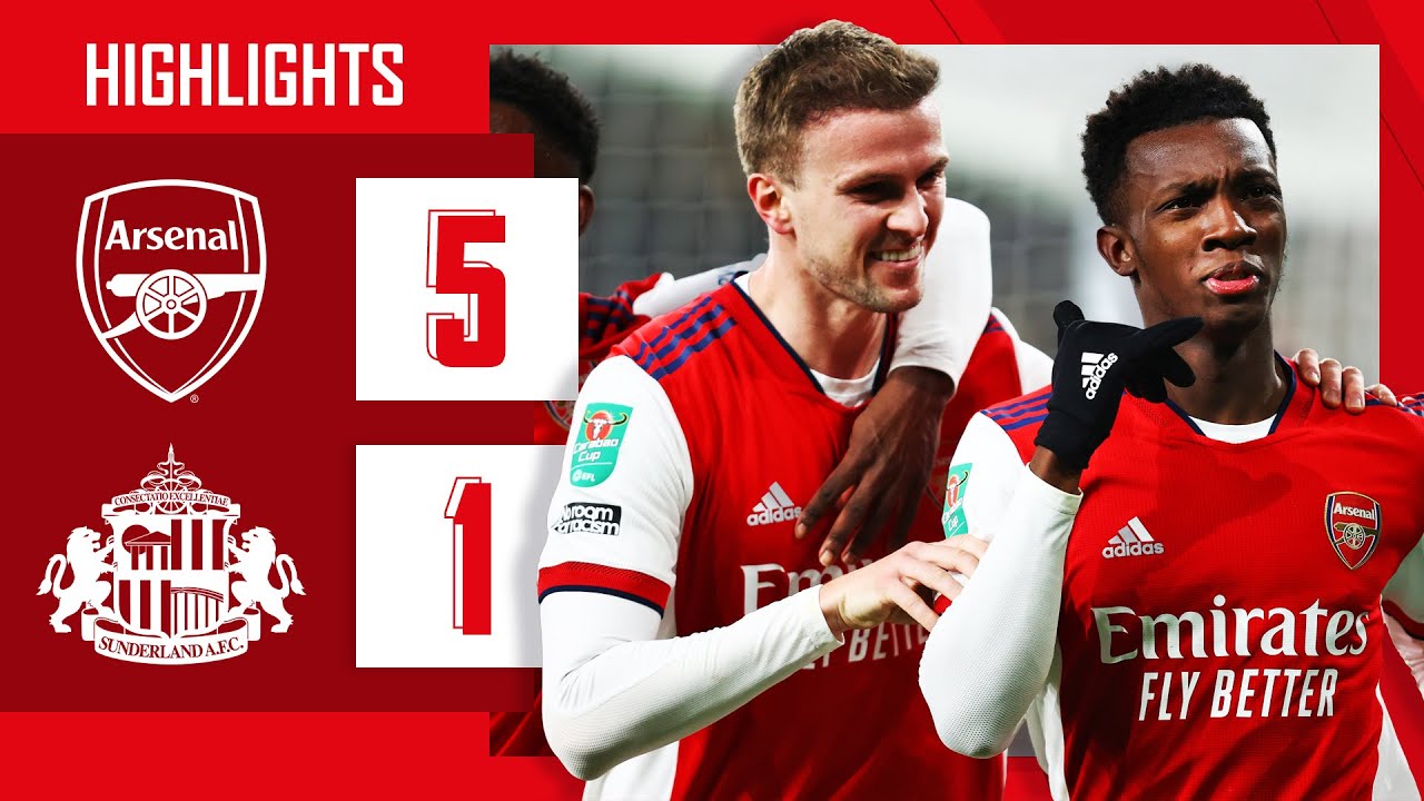 HIGHLIGHTS | Arsenal vs Sunderland (5-1) | Carabao Cup | Nketiah (3), Pepe, Patino background