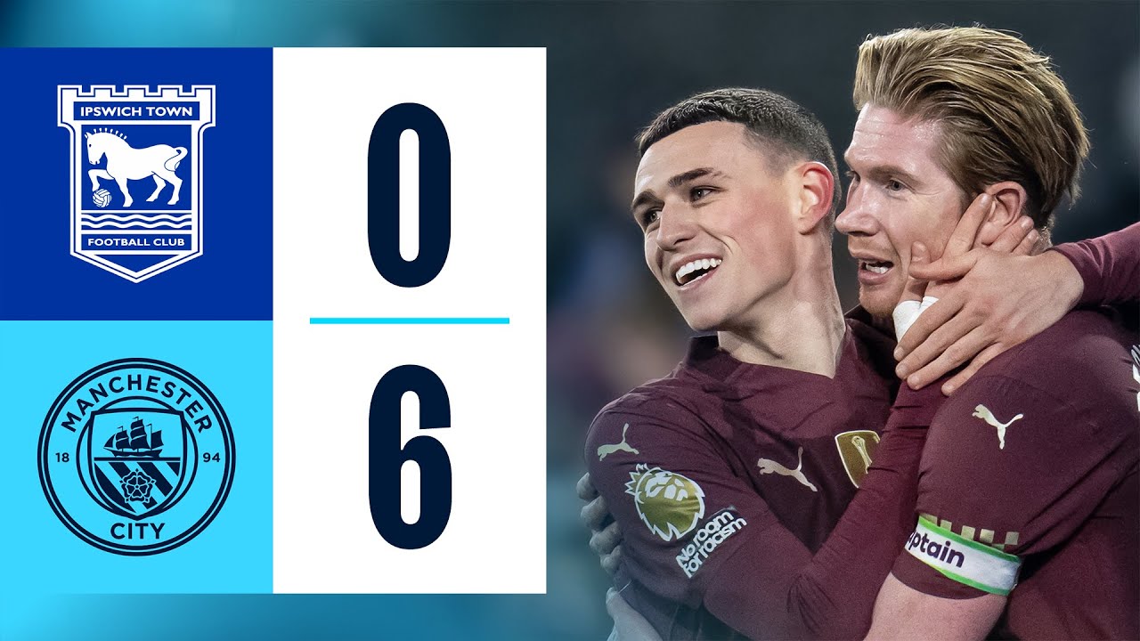 HIGHLIGHTS | IPSWICH 0-6 MAN CITY | Foden (2), Kovacic, Doku, Haaland & McAtee goals! background