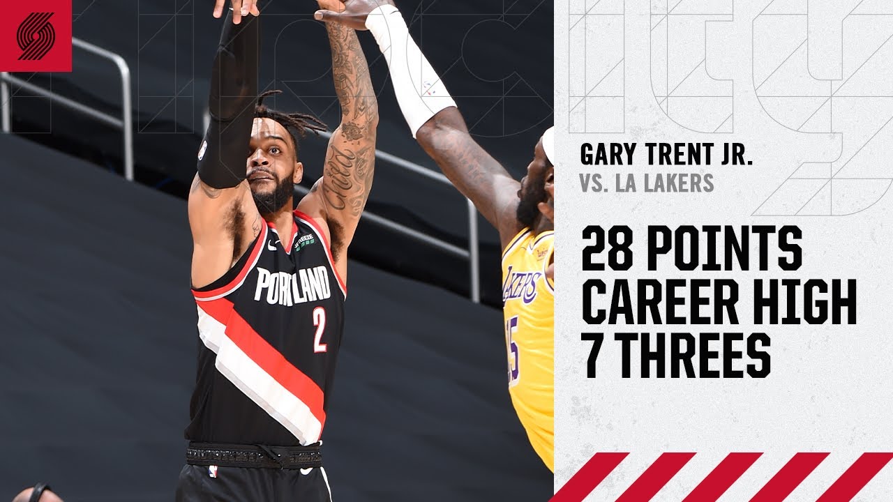 Gary Trent Jr. (28 points, 7 threes) Highlights | Trail Blazers vs. Lakers background