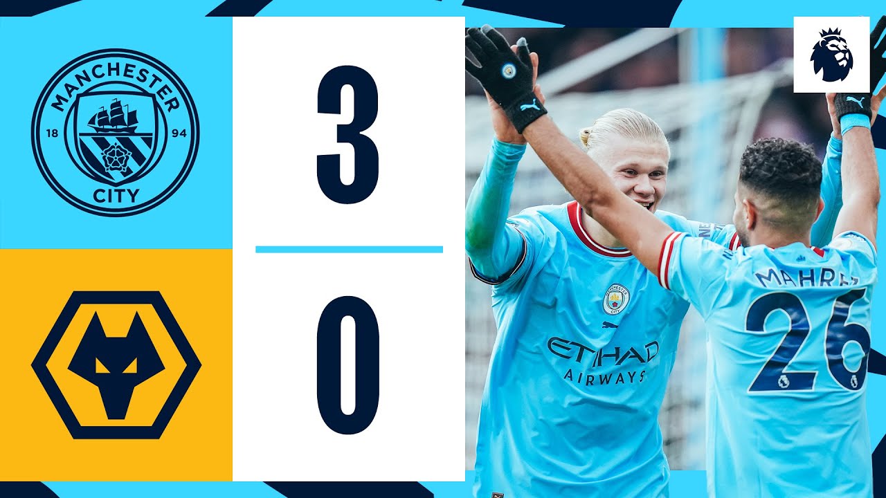 HIGHLIGHTS! HAALAND HAT-TRICK SEES OFF WOLVES | Man City 3-0 Wolves | Premier League background