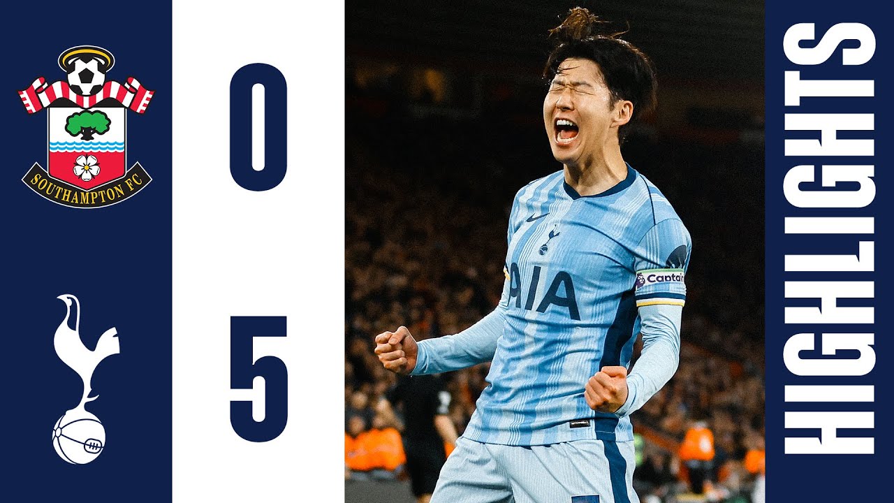 Southampton 0-5 Tottenham Hotspur | Premier League Highlights | Sonny breaks ANOTHER record background