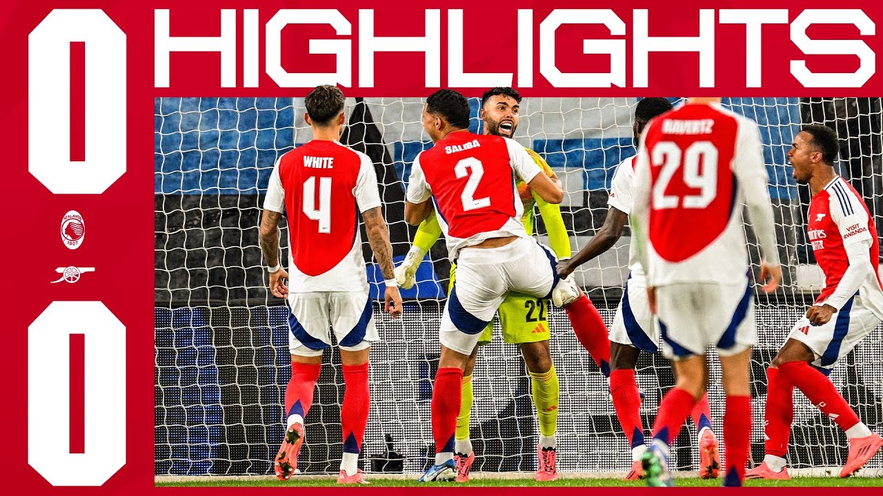 DAVID RAYA MAKES INCREDIBLE DOUBLE SAVE 🤯 | HIGHLIGHTS | Atalanta v Arsenal (0-0) | Champions League background