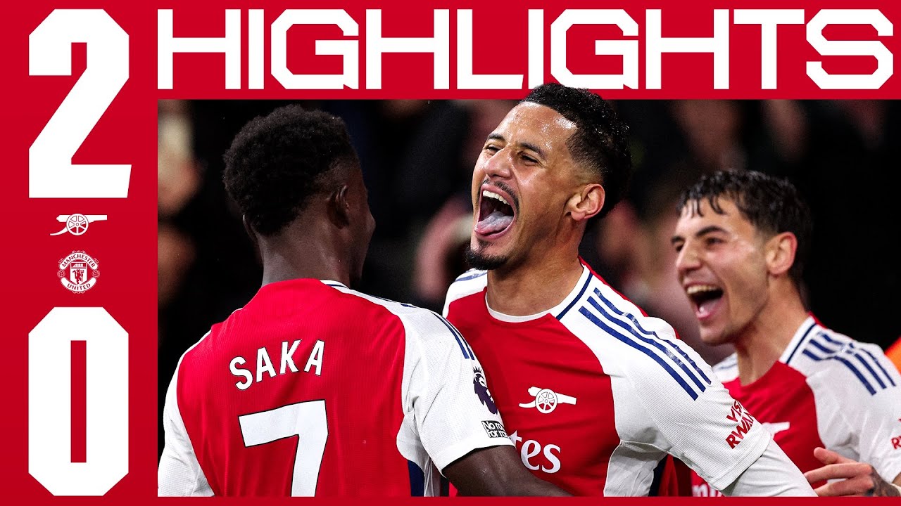 THREE BIG POINTS! | HIGHLIGHTS | Arsenal vs Manchester United (2-0) | Timber, Saliba | PL background