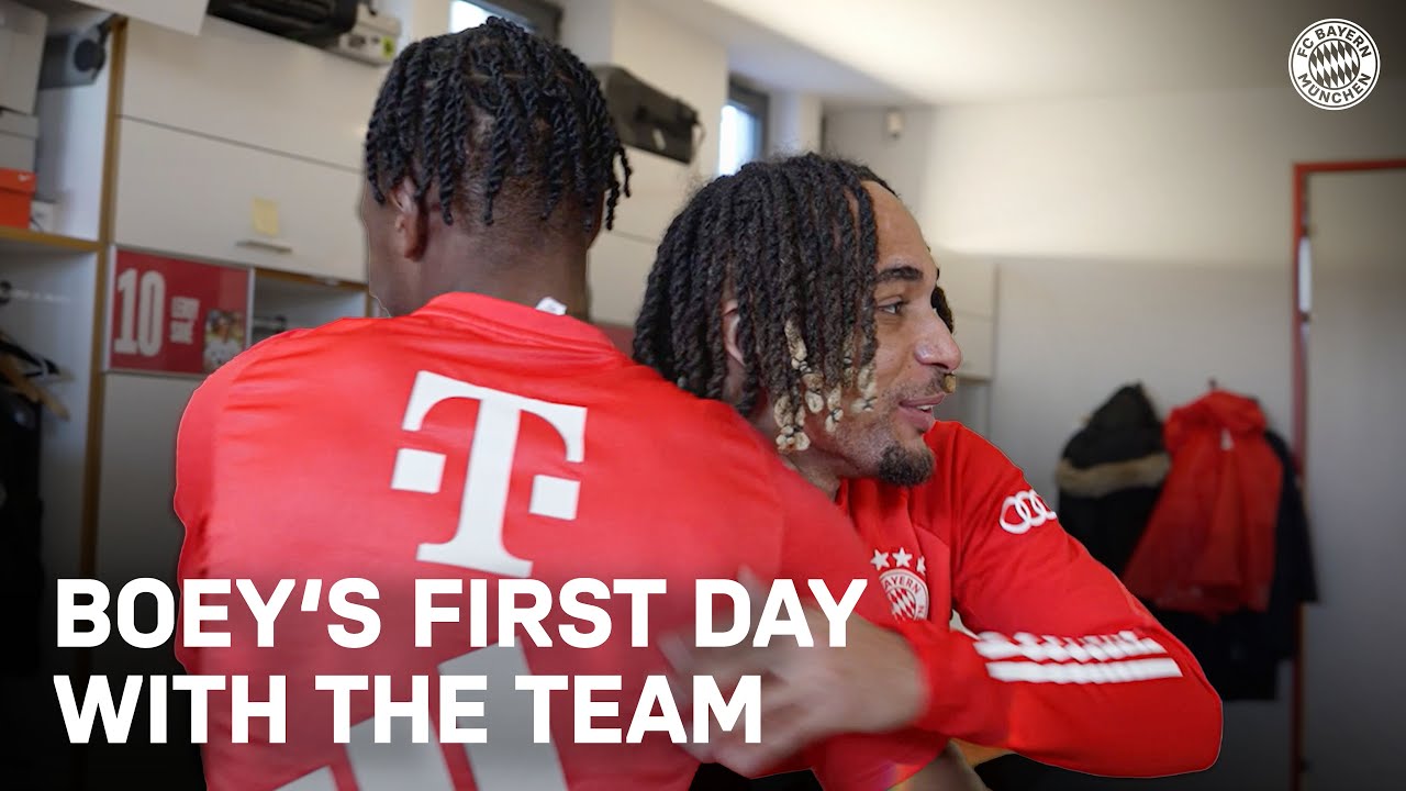New team-mates & first training session | Sacha Boey at FC Bayern background