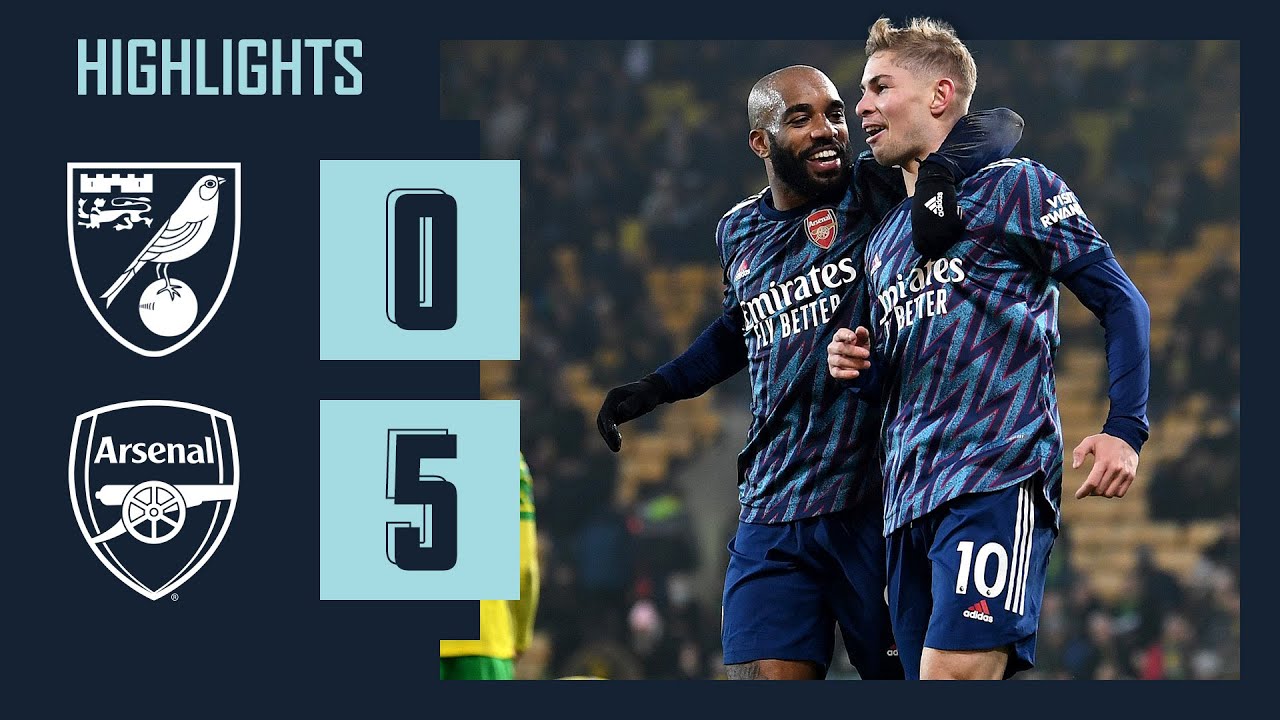 HIGHLIGHTS | Norwich vs Arsenal (0-5) | Premier League | Lacazette, Saka, Smith Rowe, Tierney background