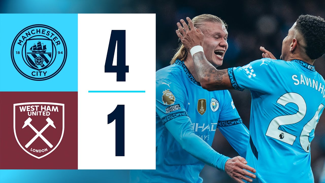 HIGHLIGHTS | MAN CITY 4 - 1 WEST HAM | City Overpower West Ham to Usher in 2025 in Winning Style background