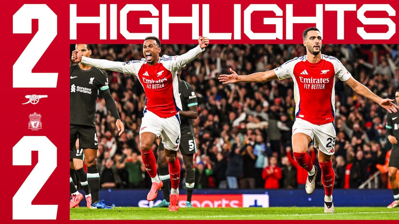 HIGHLIGHTS | Arsenal vs Liverpool (2-2) | Premier League | Saka, van Dijk, Merino, Salah background