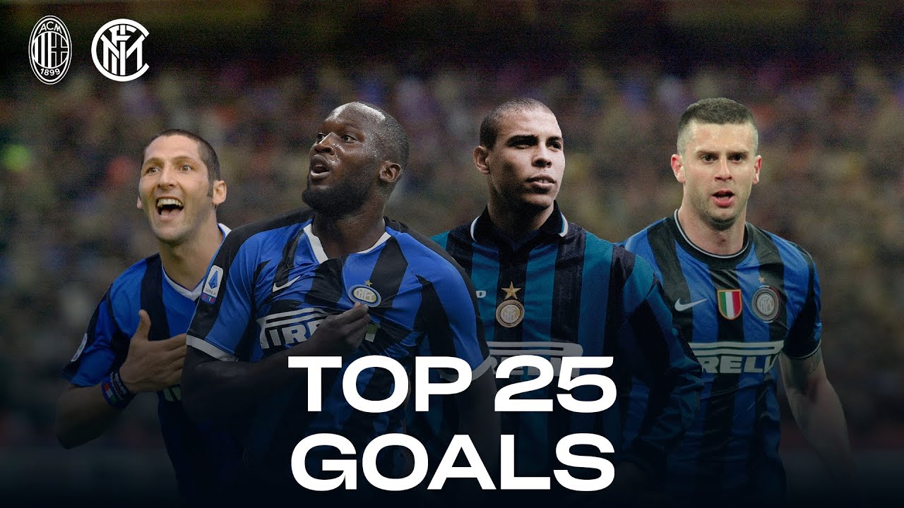 AC MILAN vs INTER | TOP 25 GOALS | Lukaku, Ronaldo, Vieri, Materazzi... and more! 🔥⚫🔵 background