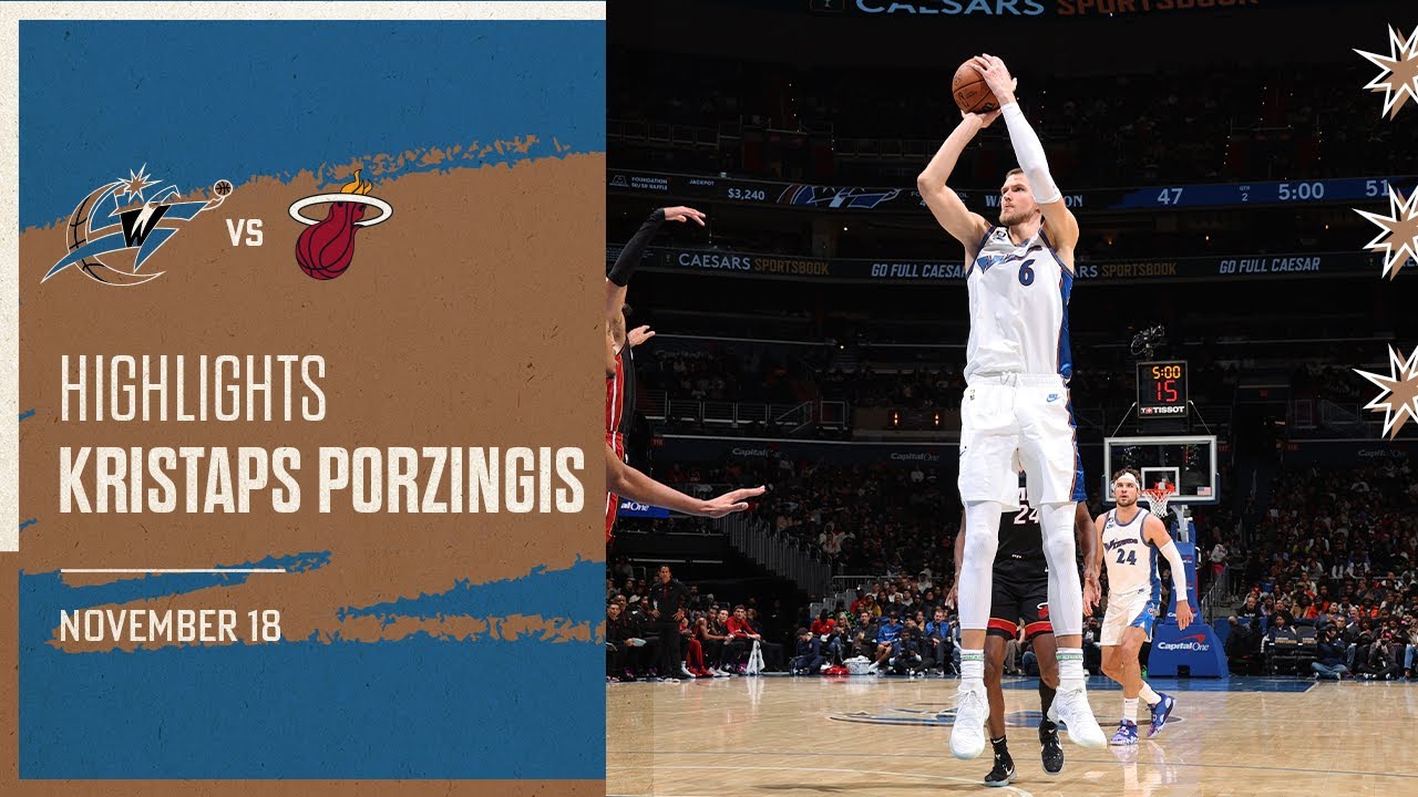 Highlights: Kristaps Porzingis' double-double vs Miami Heat - 11/18/22 background