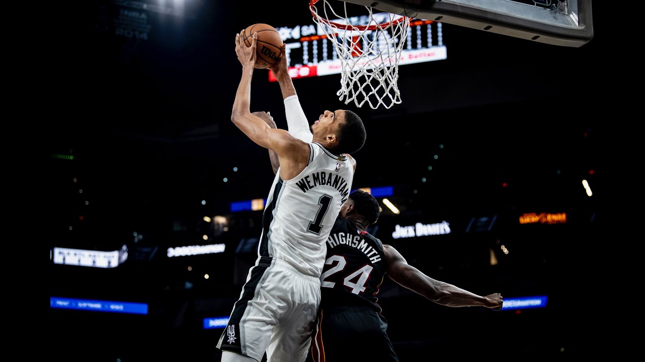 Highlights: Victor Wembanyama's 23 PTS, 3 BLK vs MIA | 2023-24 San Antonio Spurs Season background