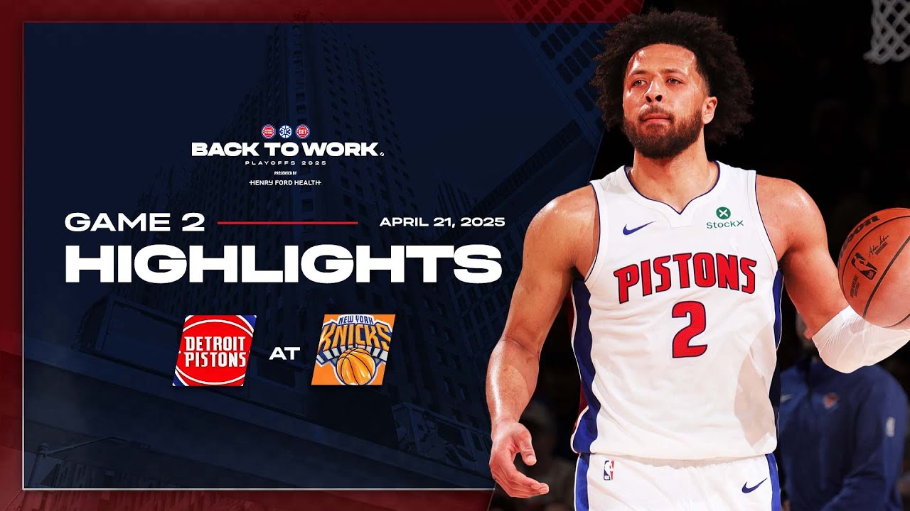 Game 2 Highlights | Pistons Bounce Back & Take Down Knicks to Tie Series 1-1 #pistons #nba background