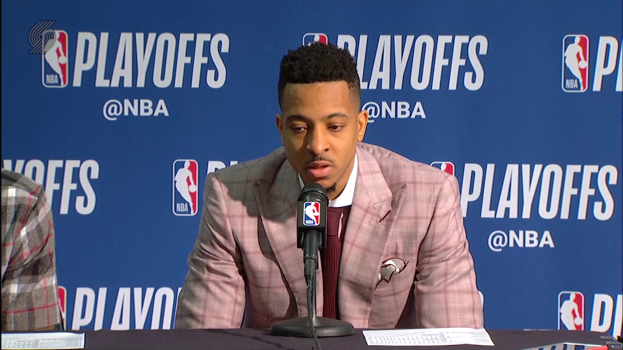Damian Lillard & CJ McCollum Postgame Press Conference After Game 4 Loss to New Orleans background