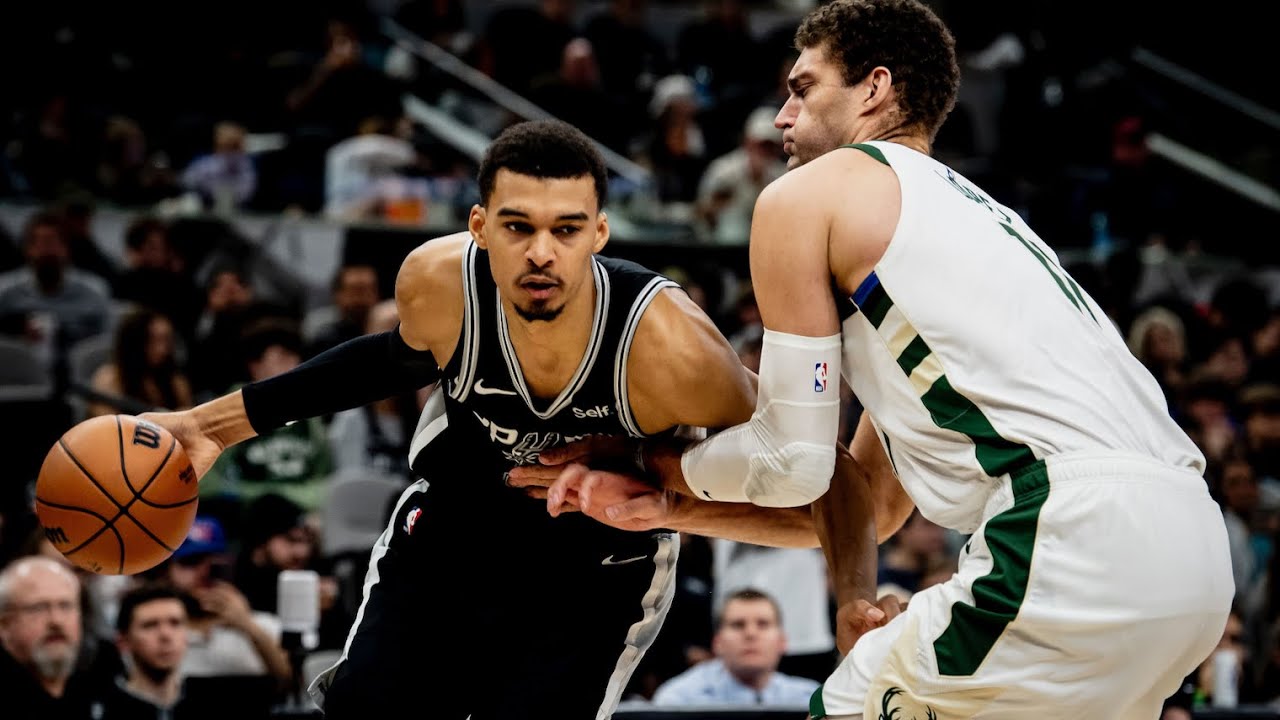 Highlights: Victor Wembanyama's 27 PTS, 9 REB, 5 BLK vs Milwaukee | 2023-24 San Antonio Spurs background