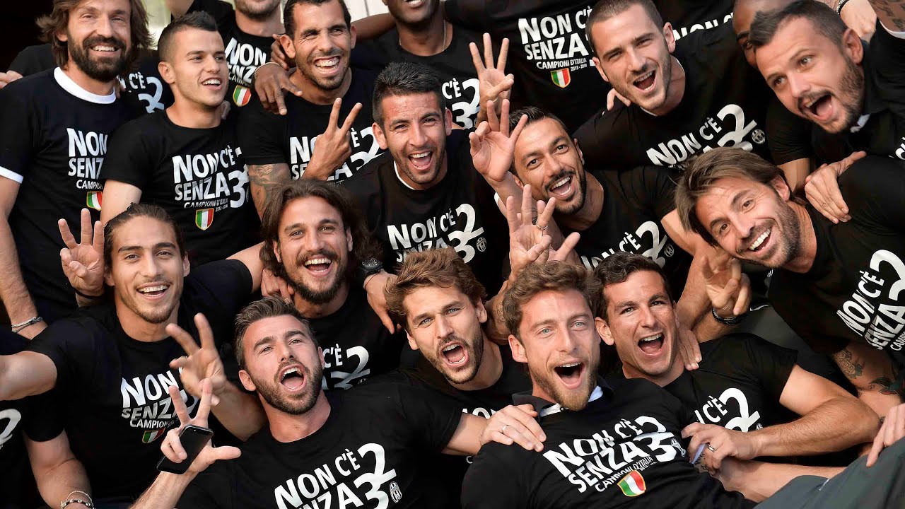 Juventus 32nd Scudetto celebrations at team hotel background