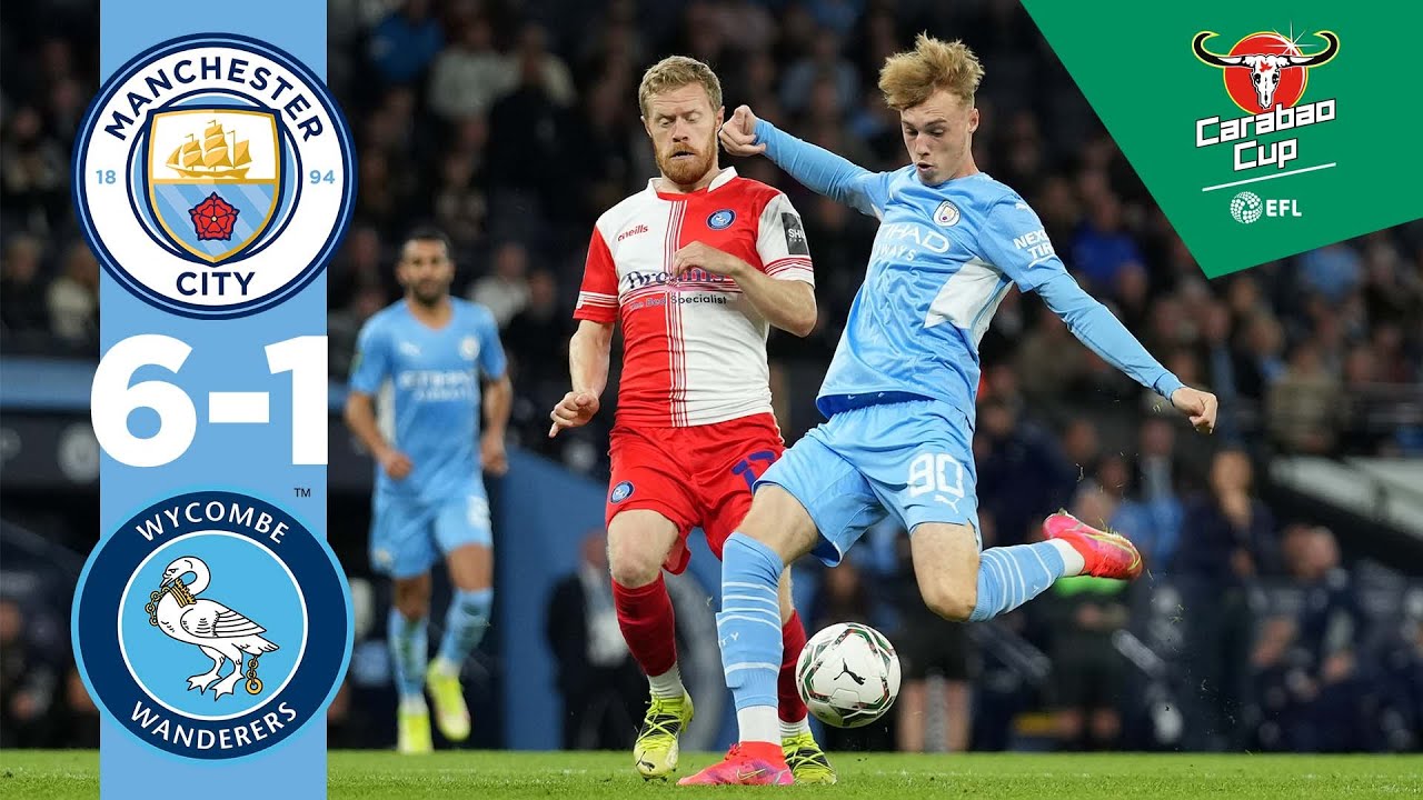 Man City Highlights | CITY 6-1 WYCOMBE | Carabao Cup | De Bruyne, Mahrez, Foden, Torres, Palmer background