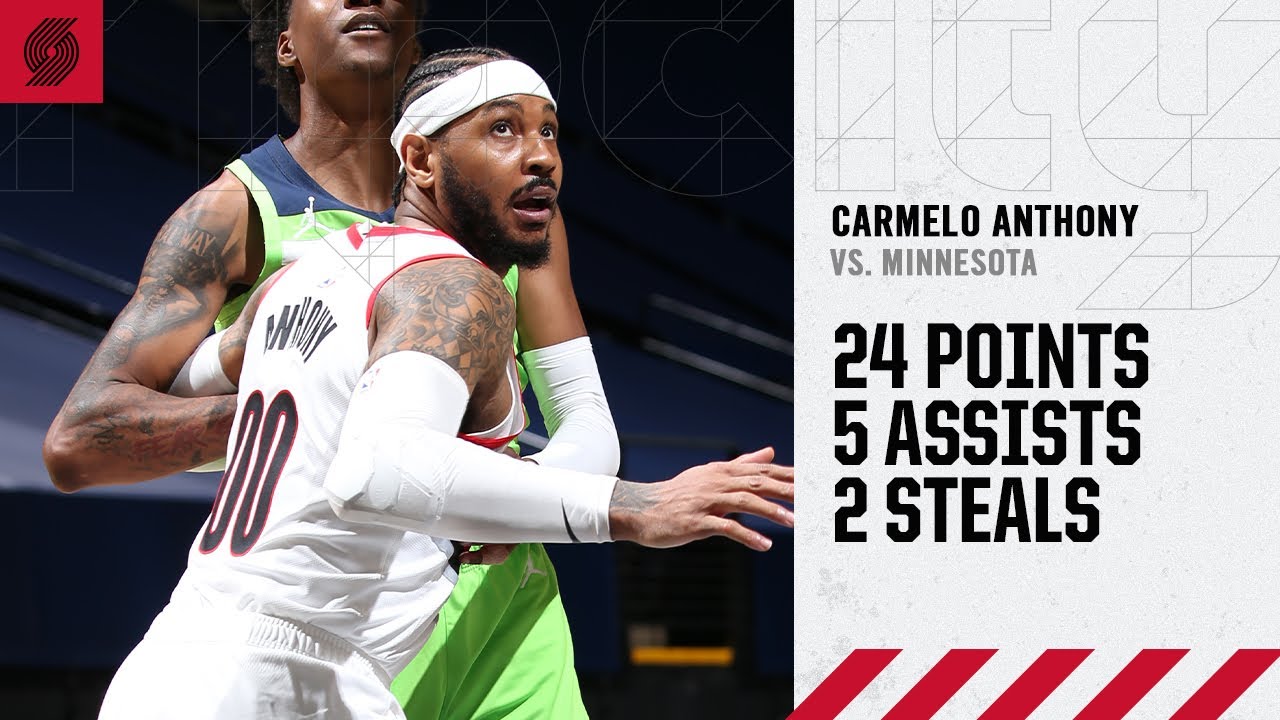 Carmelo Anthony (24 PTS, 5 AST) Highlights | Trail Blazers vs. Timberwolves background