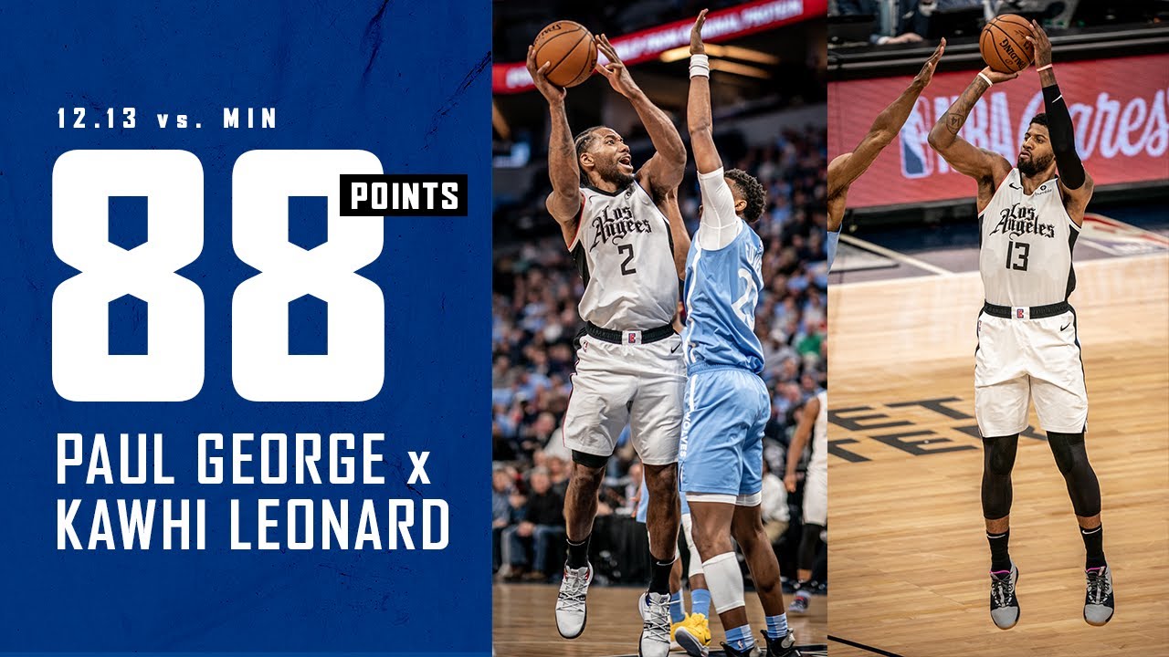 Paul George and Kawhi Leonard Combine for 88 Points in win vs. T'Wolves | LA Clippers background