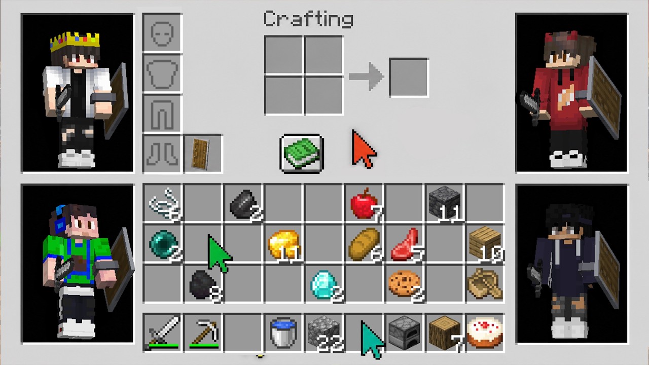 5 Idiots Share One Inventory in Minecraft..!