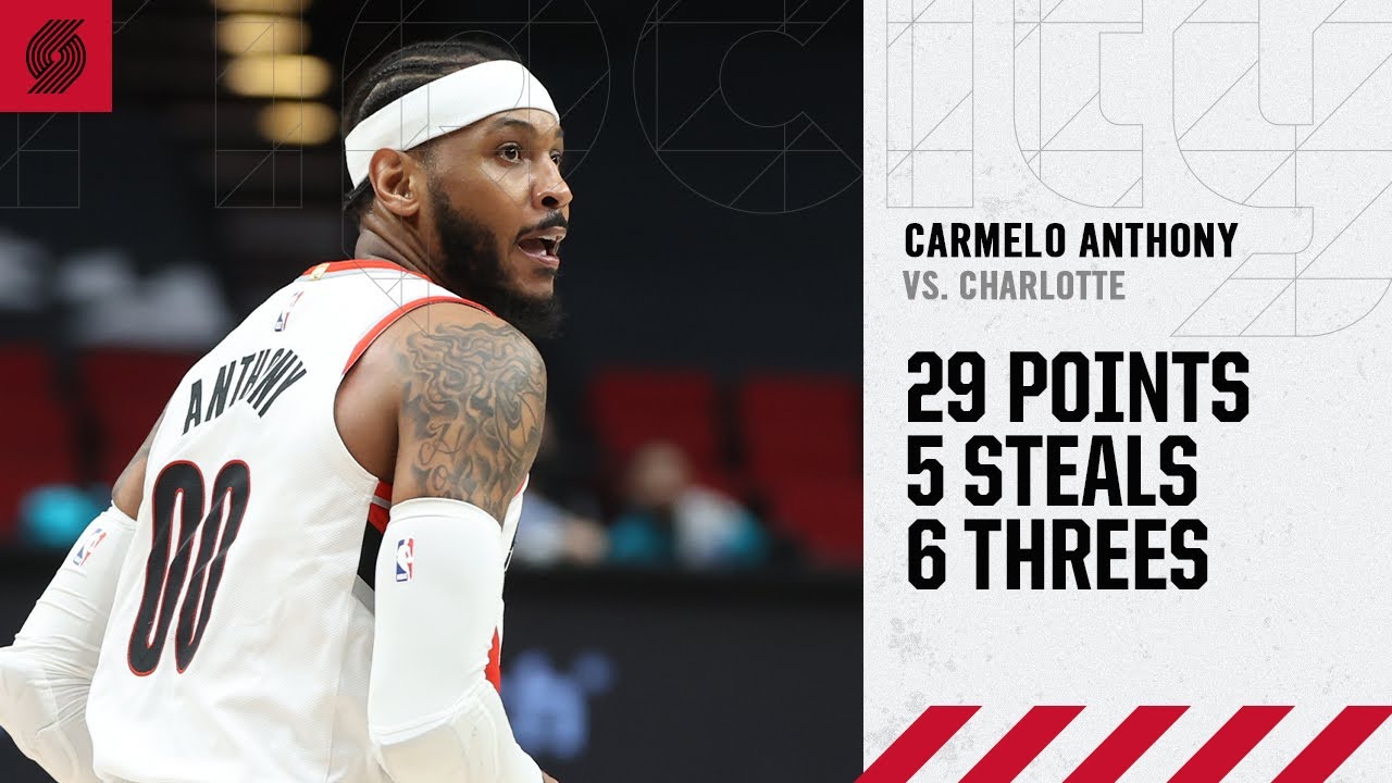 Carmelo Anthony (29 PTS, 5 STL) Highlights | Trail Blazers vs. Hornets