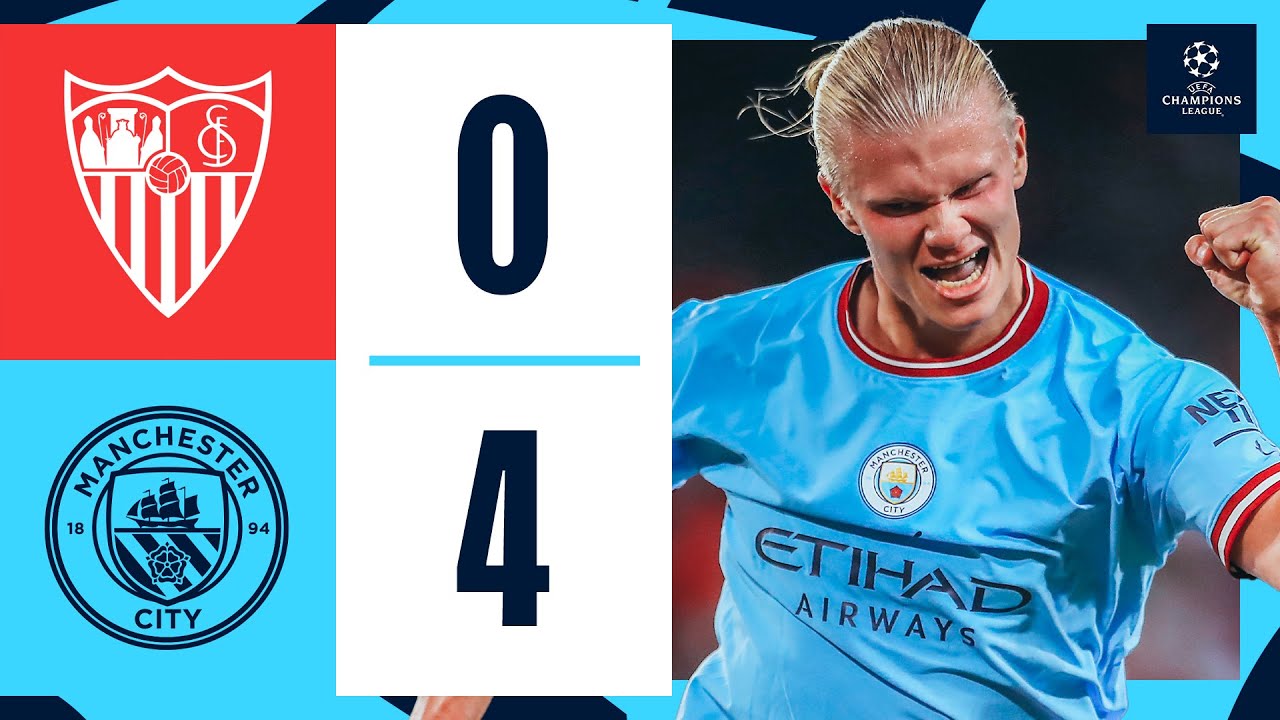 HIGHLIGHTS Haaland AGAIN! Sevilla 0-4 Man City | Haaland (2), Foden & Dias Goals | Champions League background