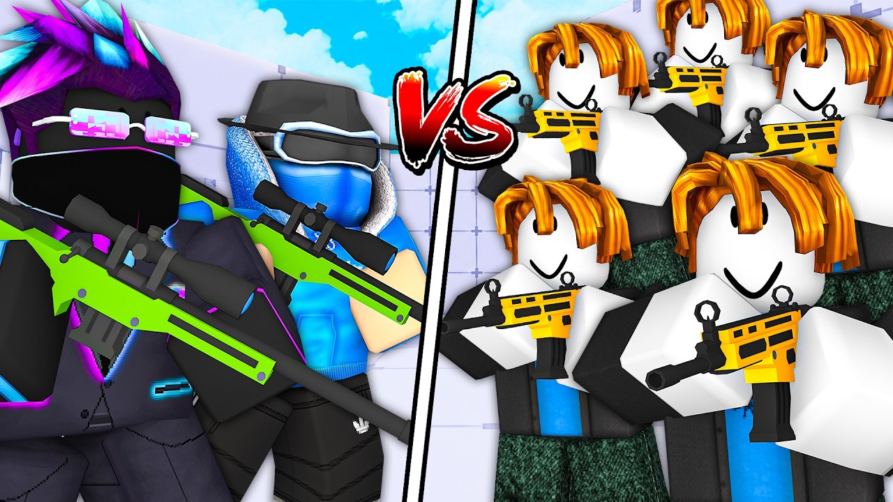 2 YOUTUBERS vs 10 NOOBS in Roblox Rivals!