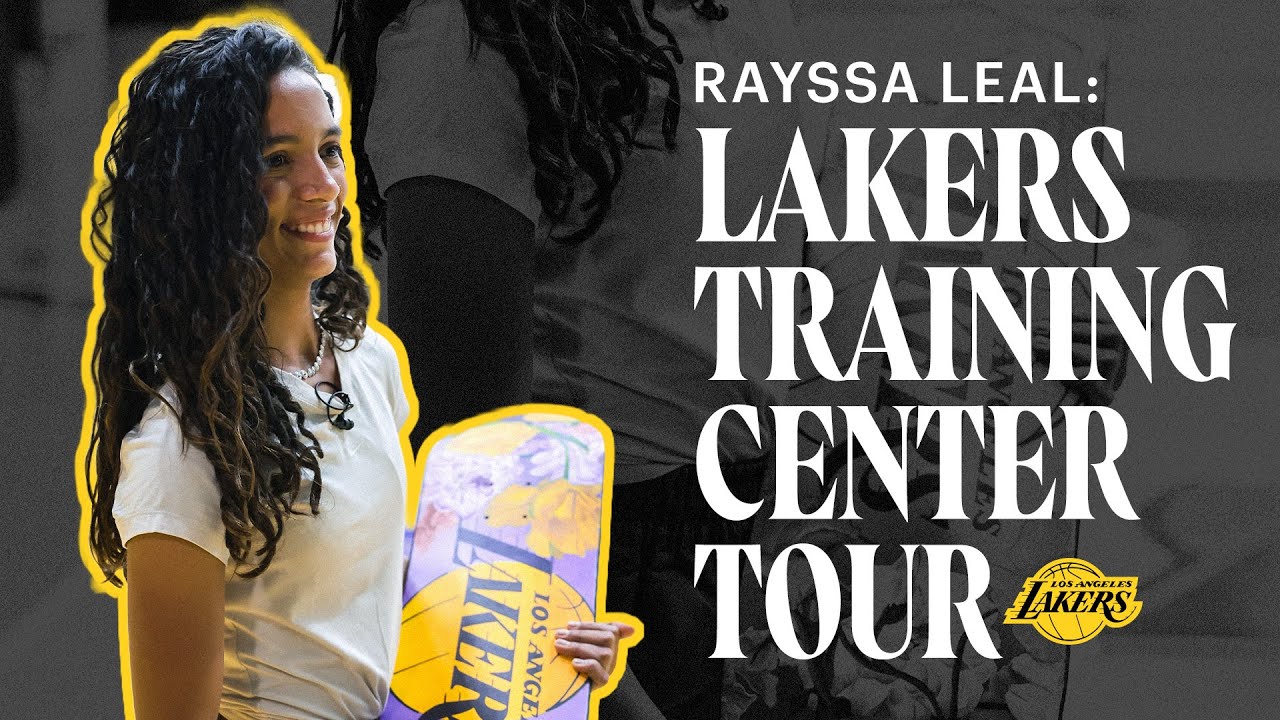 Brazilian Skateboarding Phenom Rayssa Leal Tours the Lakers Facility background