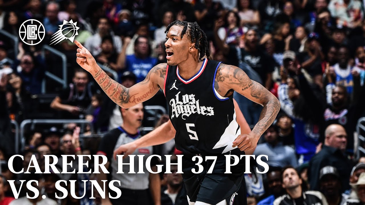 Bones Hyland Career-High 37 PTS vs. Suns Highlights | LA Clippers background