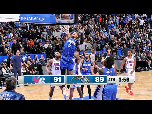 FINAL 3:56 OF THE ORLANDO MAGIC CLOSE ENDING VS. 76ERS! background