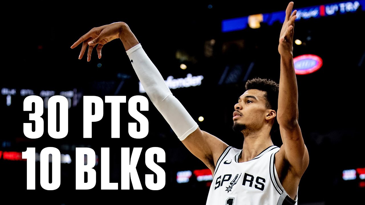 WEMBY RECORDS DOUBLE-DOUBLE WITH BLOCKS! background
