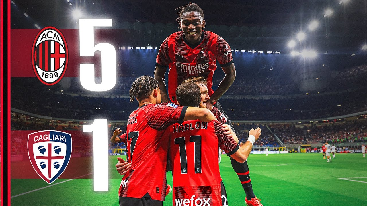Bennacer-Pulisic-Reijnders-Leão for a five-star show | AC Milan 5-1 Cagliari | Highlights Serie A background