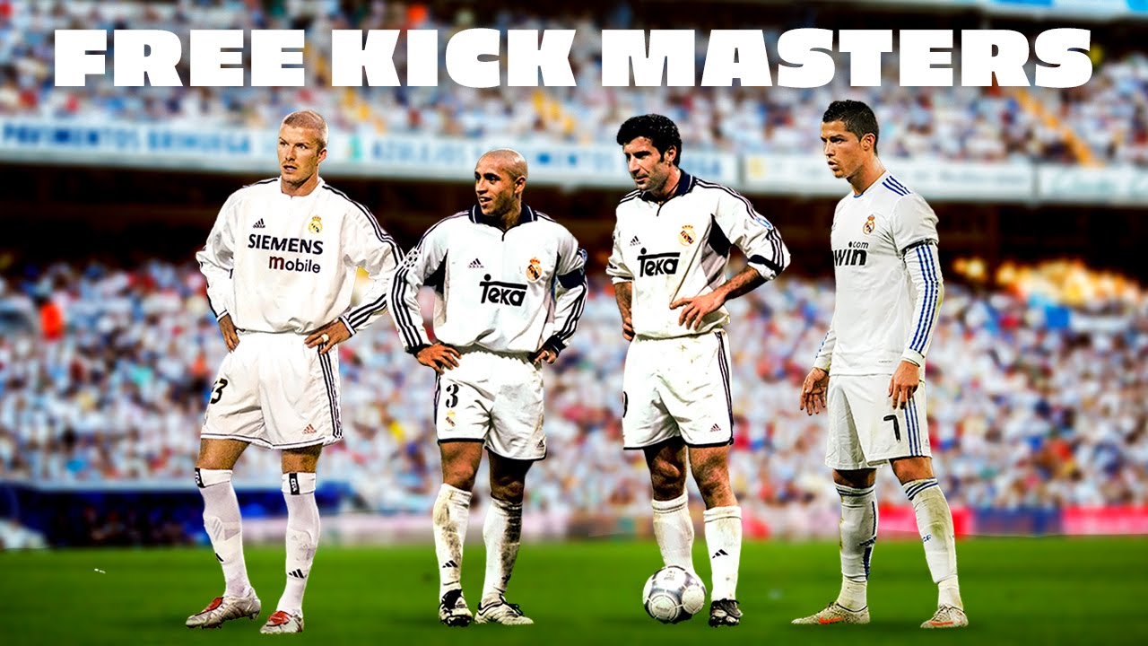 LEGENDARY REAL MADRID FREE-KICKS | Cristiano Ronaldo, Beckham, Roberto Carlos & Figo! background