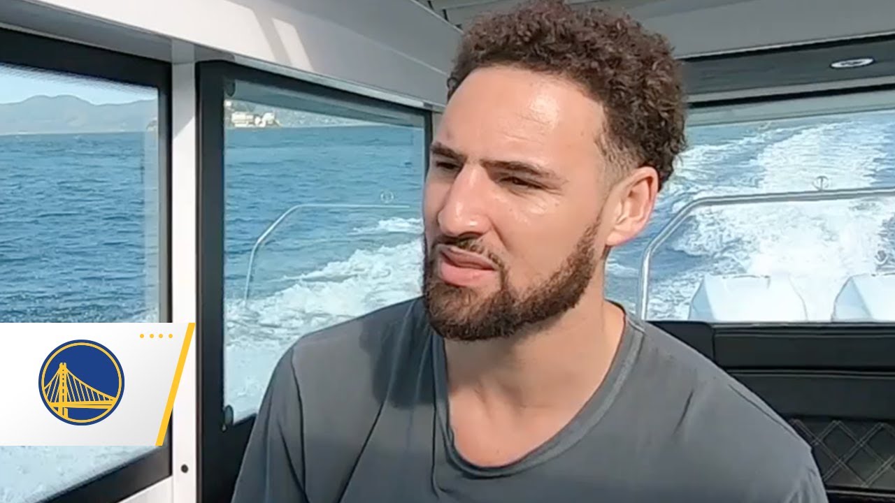 Klay Thompson Takes a Boat Ride to Warriors Practice background