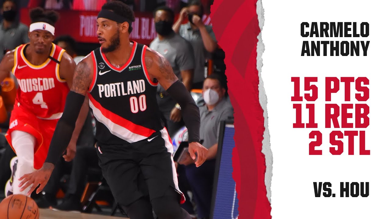 Carmelo Anthony (15 PTS, 11 REB, 2 STL) Highlights | Trail Blazers vs. Rockets background