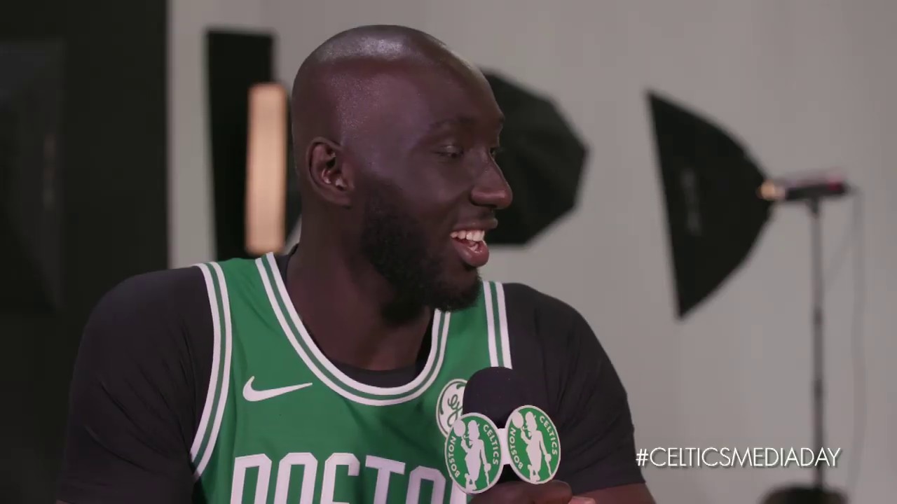 Tacko Fall at Celtics Media Day 2019 background