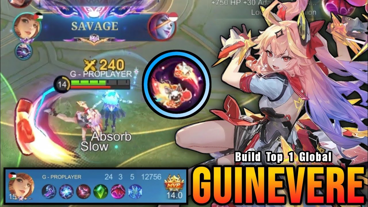 24 Kills + SAVAGE!! Guinevere Best Build Exp Lane!! - Build Top 1 Global Guinevere ~ MLBB