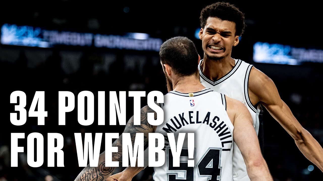 WEMBY 34 POINTS AND A DOUBLE-DOUBLE! background