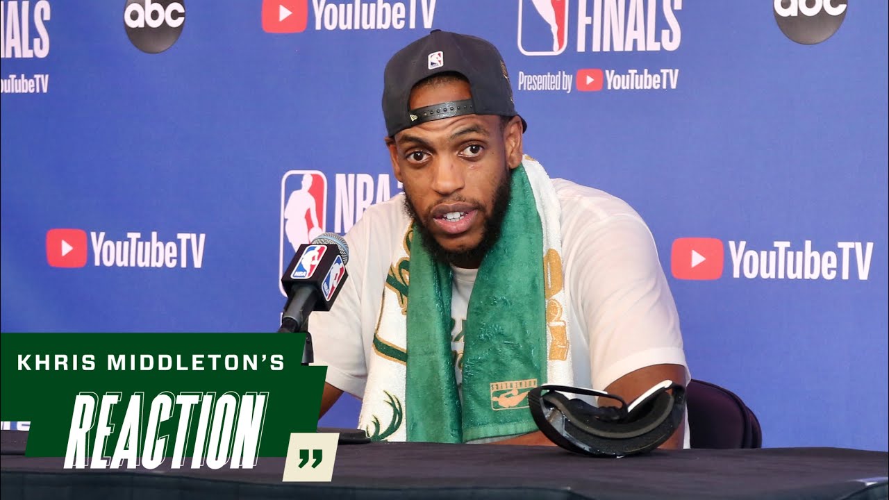 Khris Middleton NBA Finals Game Six Media Availability | 7.20.21 background