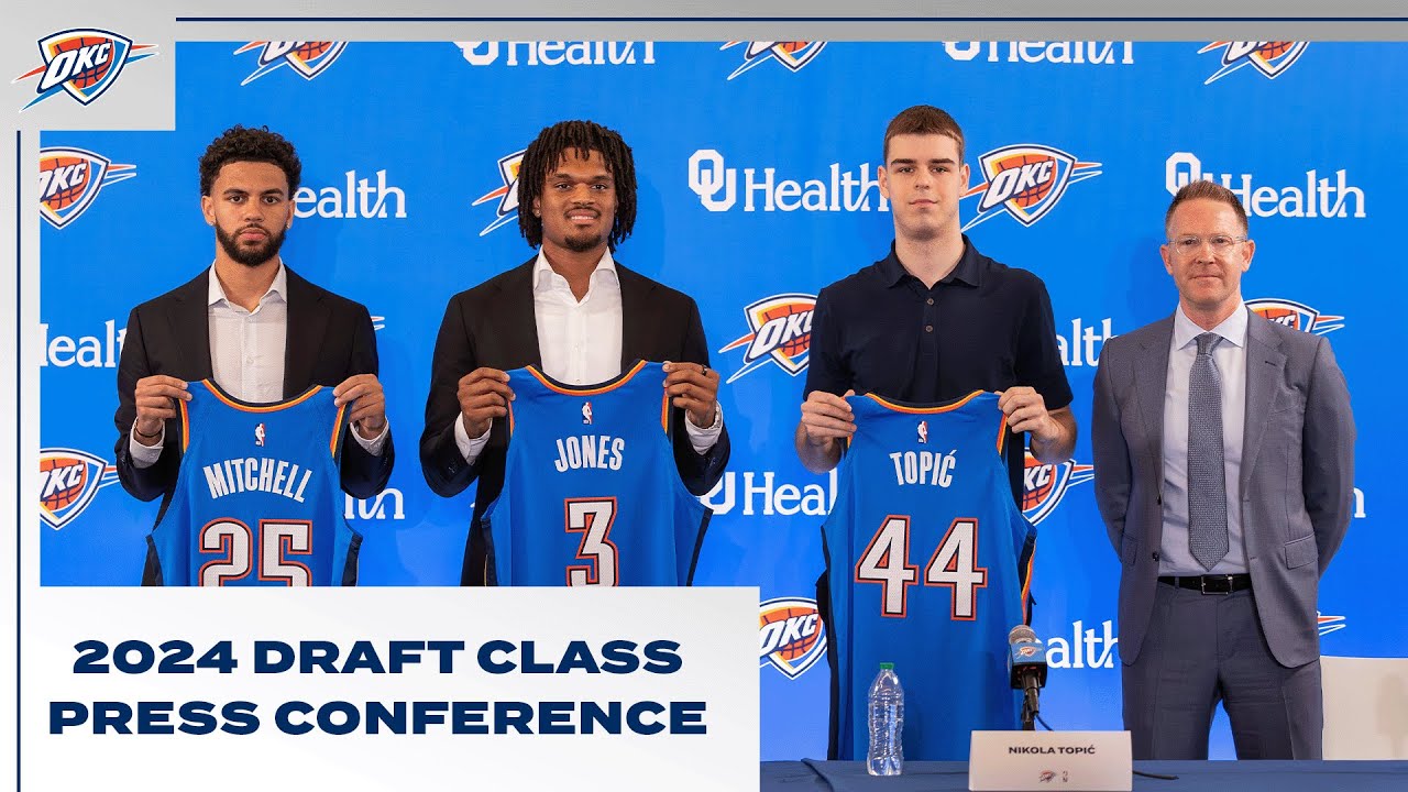 2024 Draft Class Full Press Conference + Interviews | Nikola Topić, Dillon Jones and Ajay Mitchell background