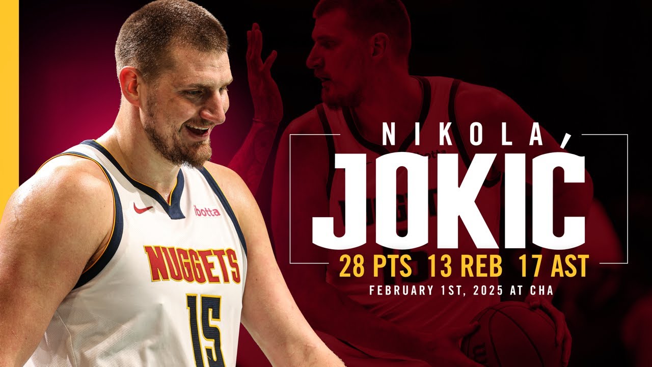 Nikola Jokić Full Game Highlights vs. Hornets 📺 | 2/1/25 background