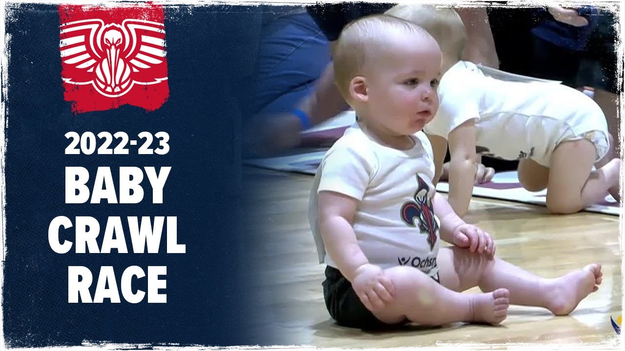 Babies Compete in 2022-23 Baby Crawl Race | New Orleans Pelicans background