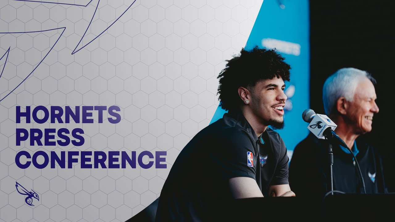 Hornets Press Conference | LaMelo Ball and General Manager Mitch Kupchak background