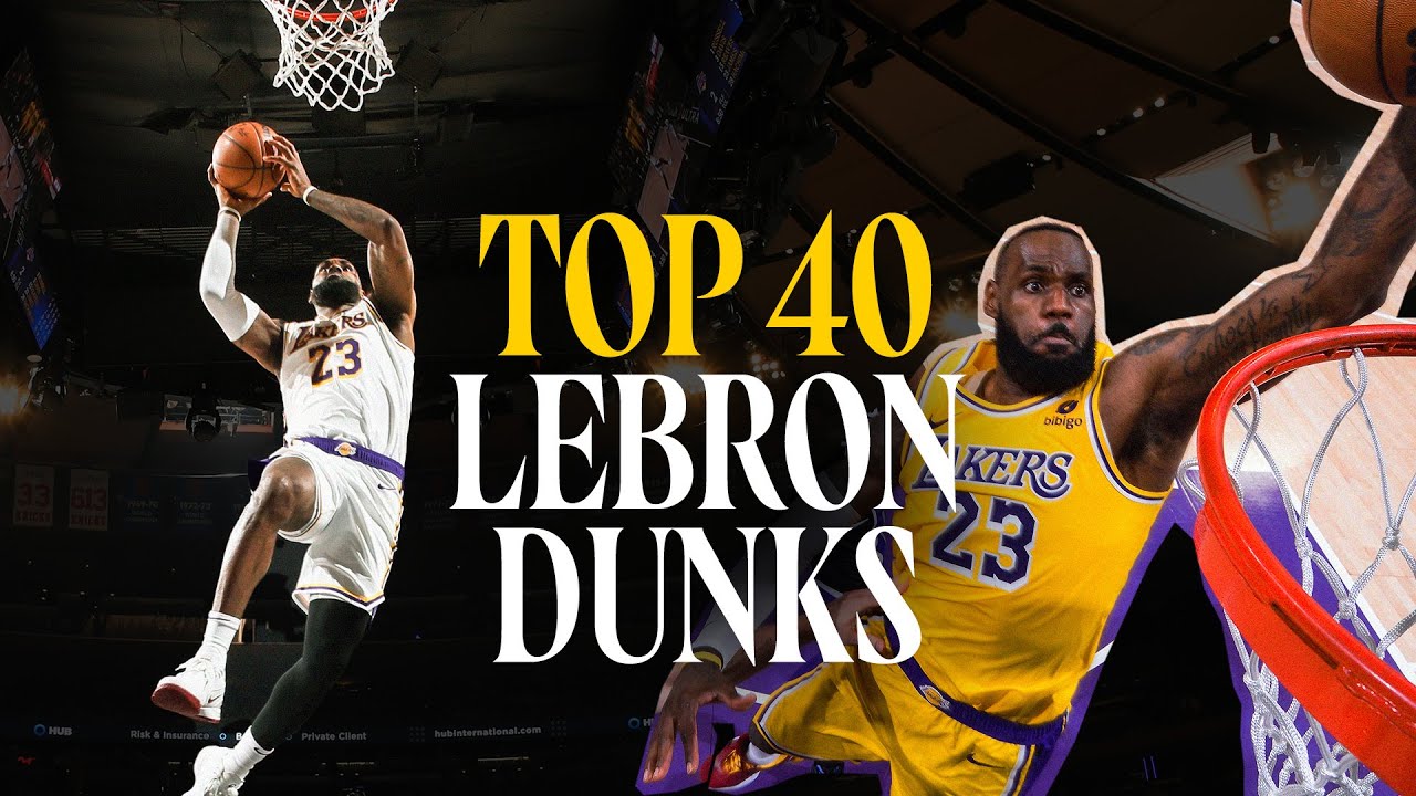 LeBron James' TOP 40 Dunks as a Laker background