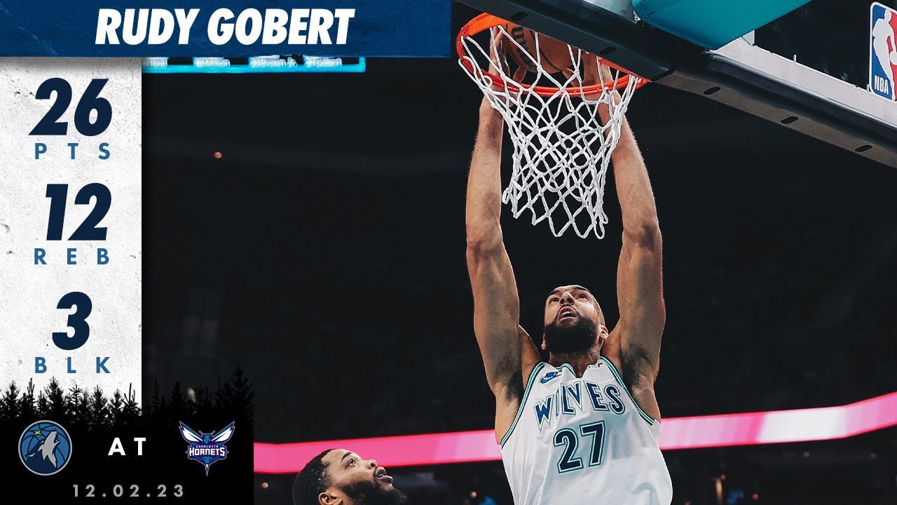 Rudy Gobert Drops SEASON-HIGH 26 Points In WIN Over Hornets | 12.02.23 background
