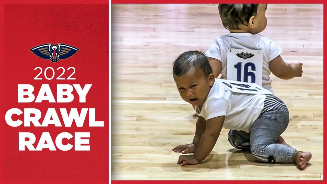 Babies Compete @ 2022 Baby Crawl Race | New Orleans Pelicans background