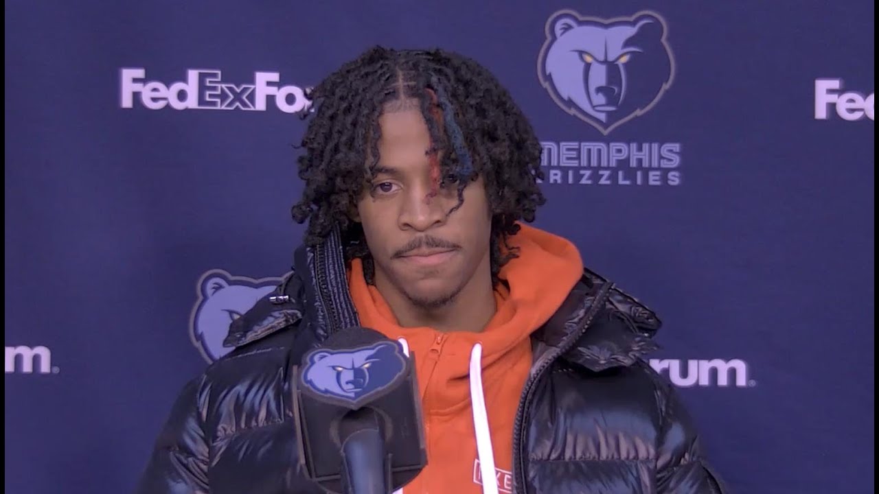 Ja Morant on 2021 Dunk Contest, All-Star Game Participation | MEMvCHA | Postgame Interview background