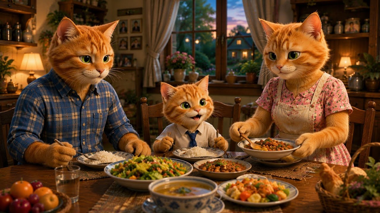 Father Cat, Mother Cat & Kitten's Daily Life | Realistic AI Cat Family Story