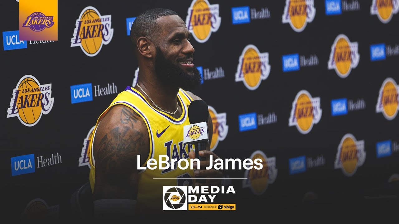 Lakers Media Day 2023 - LeBron James Press Conference background