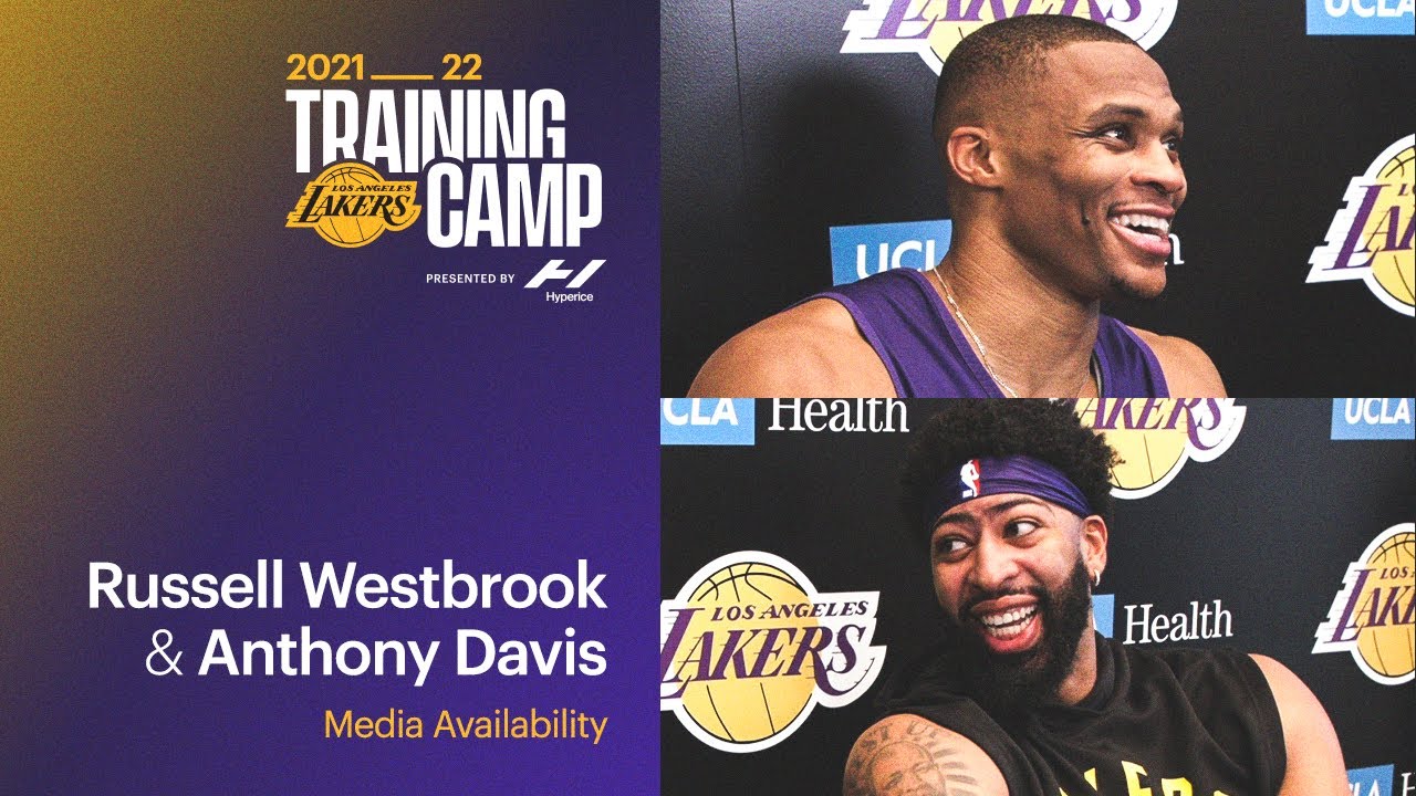 Russell Westbrook & Anthony Davis talk about their first practice | Lakers Training Camp background